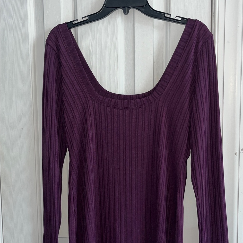 ASOS Deep Purple Long Sleeve Square Neckline Dress Size 8 - Picture 8 of 11